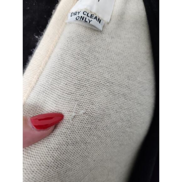 Shi Cashmere Scotland Double Layer Black & Cream Knit Long Cape Shawl Wrap OS - Picture 8 of 8